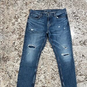 Old Navy Dark Blue Distressed Slim Fit Jeans, 34x30, Like New